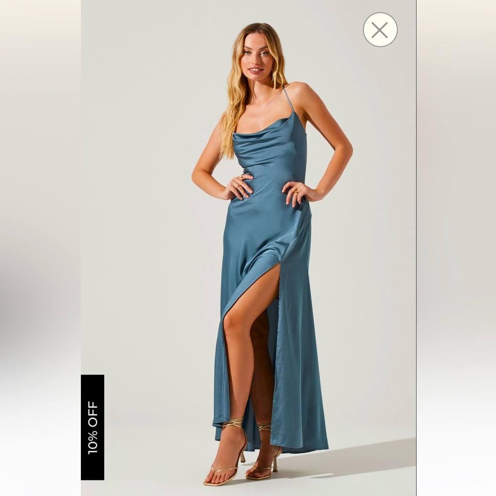 ASTR the label - Palisades Cowl Neck Maxi - Slate Blue -Size S